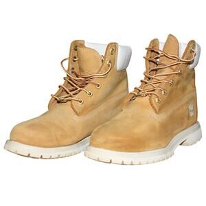 Vintage Timberland Tan 6” Work Boots w White Trim 27360 8940 Women’s Size 9M